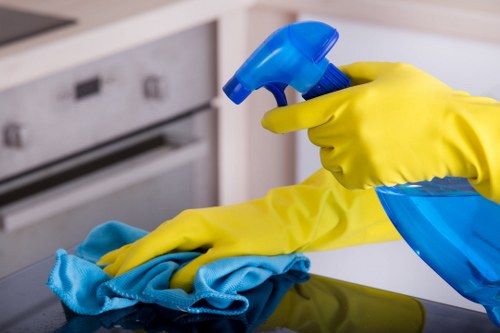 Local cleaning team preparing a deep cleaning service in W2 near residential blocks