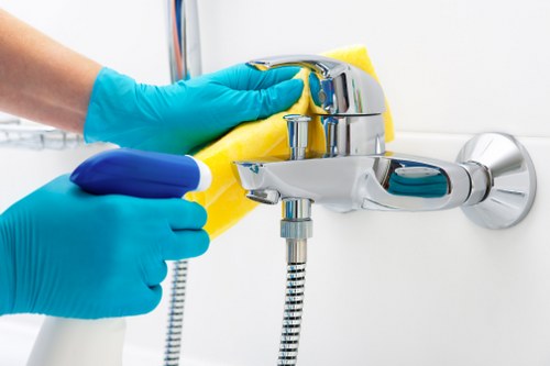 Safety-focused carpet cleaning process with protective gear and tools