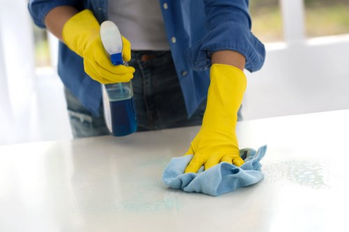 Detailed after builders cleaning in a renovated kitchen in W2